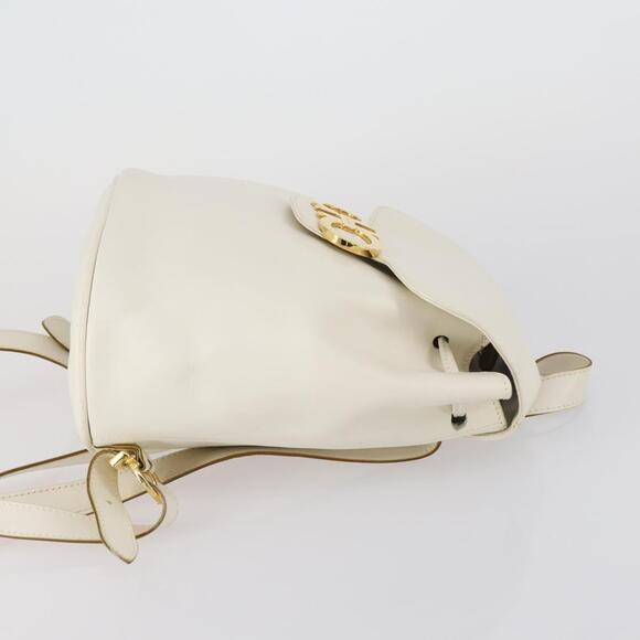 Salvatore Ferragamo Backpack Leather White Gold Auth 154163 main image 9